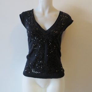 WOMENS IISLI WOOL TANK TOP BLACK WITH SEQUIN SZ S*